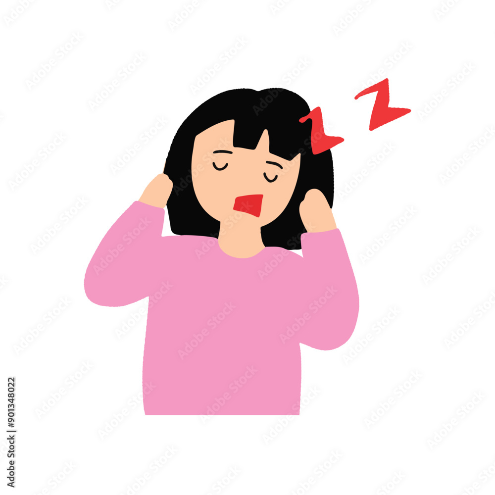 woman depression cartoon. Mental health illustration element