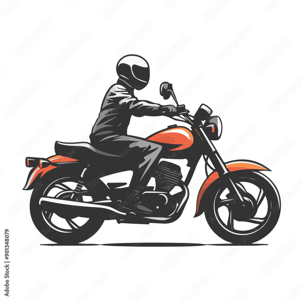 side view Person riding red motorcycle, black helmet, white background, illustration, generative ai side view Person riding red motorcycle, black helmet, white background, illustration, generative ai