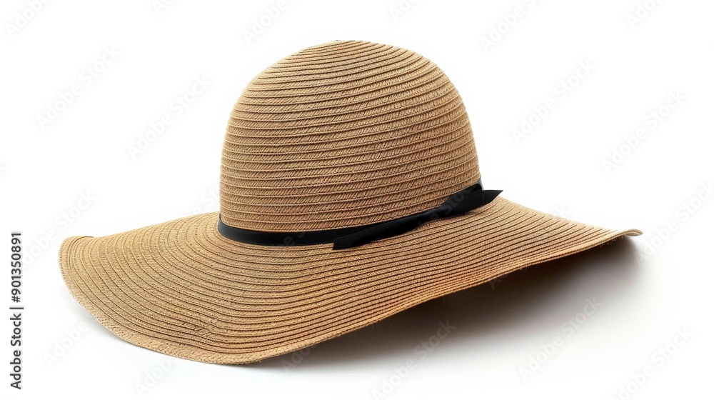 The elegant wide-brimmed beige sunhat in this image is adorned with a slim black band, offering a sophisticated and stylish accessory perfect for summer fashion and sun protection. The elegant wide-brimmed beige sunhat in this image is adorned with a slim black band, offering a sophisticated and stylish accessory perfect for summer fashion and sun protection.