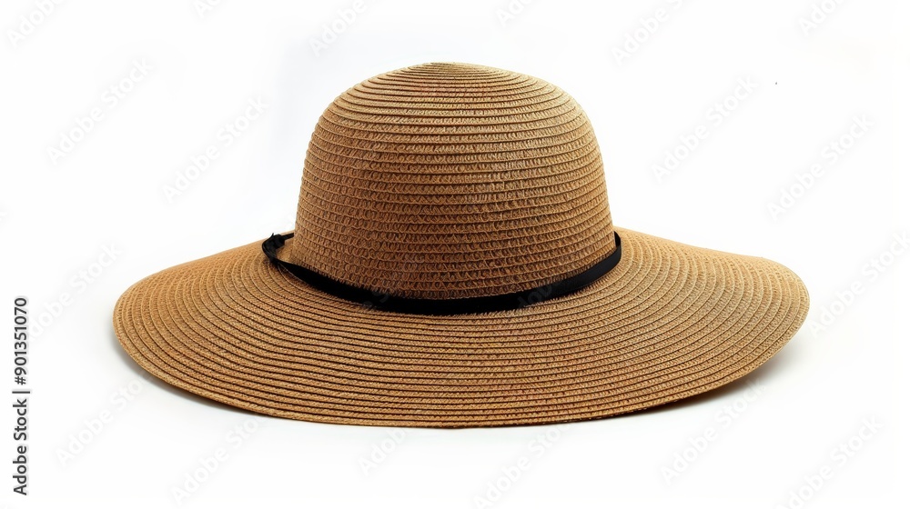 An image of a fashionable, wide-brimmed straw hat featuring a black band, set against a white background. It’s perfect for sun protection while elevating beachwear style. An image of a fashionable, wide-brimmed straw hat featuring a black band, set against a white background. It’s perfect for sun protection while elevating beachwear style.