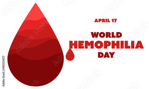 Vector background of the World Hemophilia Day. An information poster with a drop of blood filled in layers. The concept of blood donor day. Red symbol on white. A banner for the holiday. Horizontal