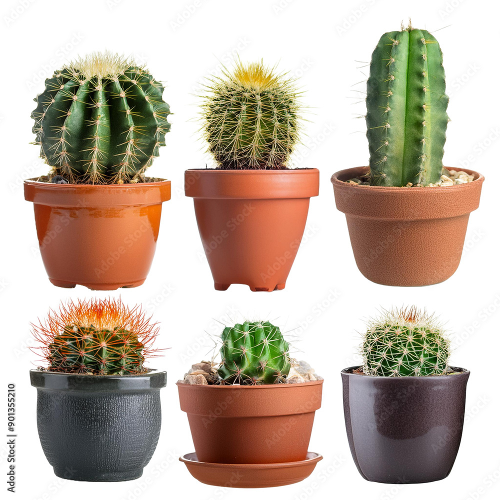 cactus in pots on transparent background cactus in pots on transparent background