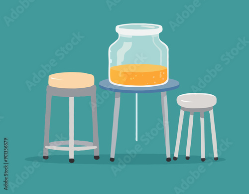 Stool and urina test in container. Medical laboratory examination.