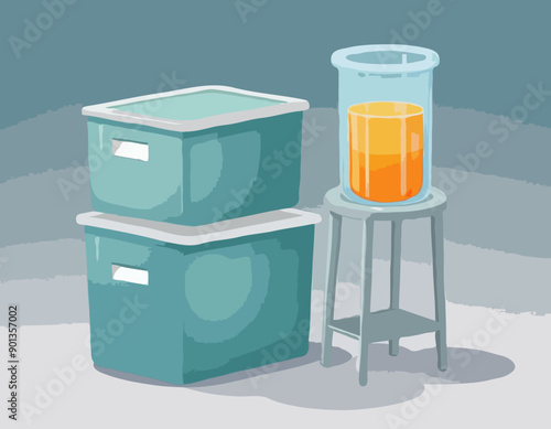 Stool and urina test in container. Medical laboratory examination.