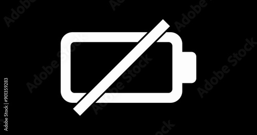 Battery charge level animation. Transperent background. Alpha channel. icon, button, symbol, web, video, illustration, business, icons, battery, charge, no, energy, animation, alpha channek, transpere