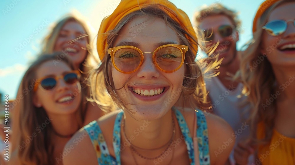 Group of smiling people having fun on simple bright background World Smile Day Group of smiling people having fun on simple bright background World Smile Day