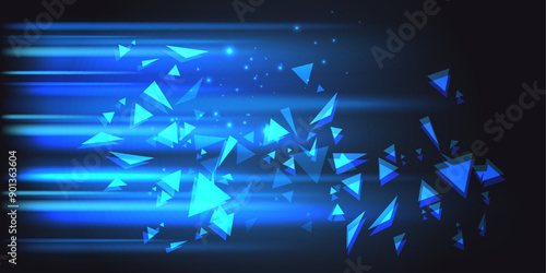 Vector illustration. Dark background with aurora lights and triangle elements. Design for wallpaper, banner, postcard.	