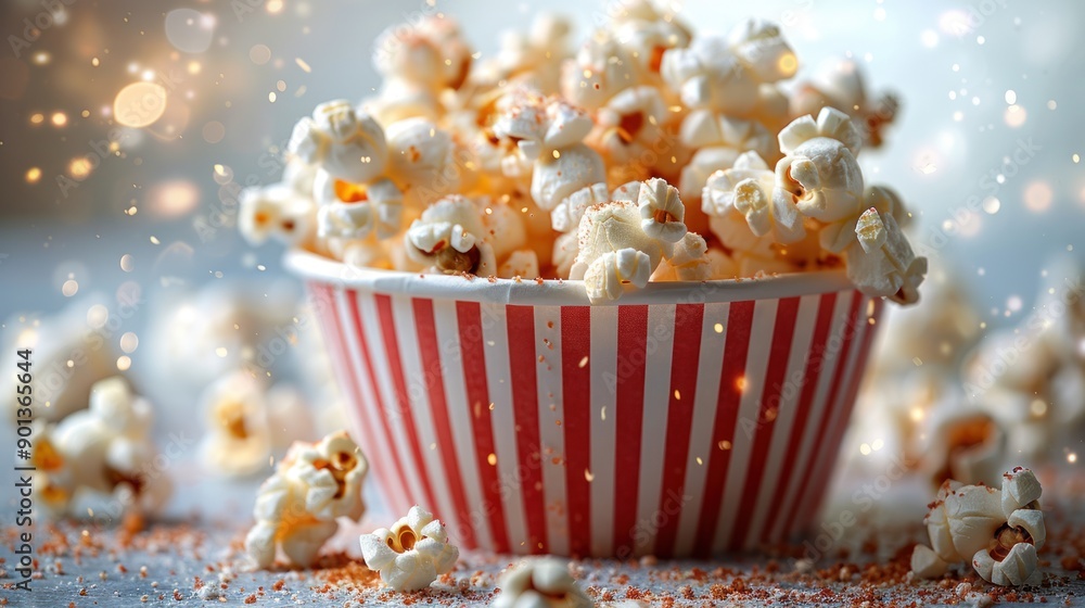 Popcorn in a Red and White Striped Container Popcorn in a Red and White Striped Container