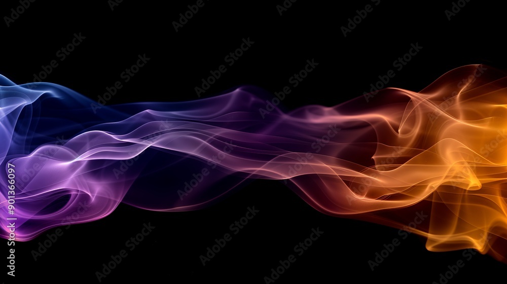 Obraz premium Colorful smoke of a joss stick on an abstract background