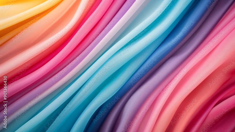 A vibrant collection of flowing silk fabric in assorted colors, creating a visually stunning wave effect of texture and hue. A vibrant collection of flowing silk fabric in assorted colors, creating a visually stunning wave effect of texture and hue.