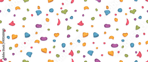 Climbing wall. Indoor bouldering gym rock climb holds and grips seamless repeating pattern for climber competition mountaineering extreme sport club, classy vector illustration