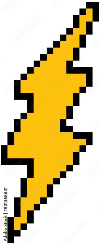 Pixel Style Lightning Bolt Icon . Vector Pixel Style Lightning Bolt Icon . Vector