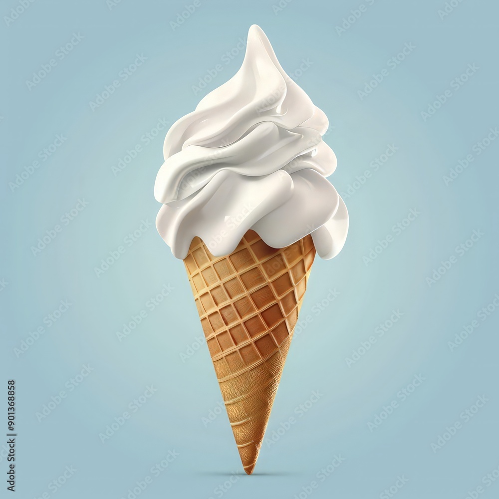 Soft Vanilla serve ice cream in wafer style cone. Soft Vanilla serve ice cream in wafer style cone.