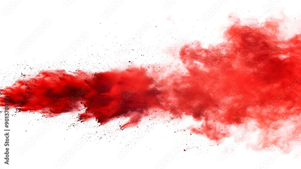 Dynamic red powder explosion isolated on white background, abstract art concept of vibrant smoke cloud Dynamic red powder explosion isolated on white background, abstract art concept of vibrant smoke cloud