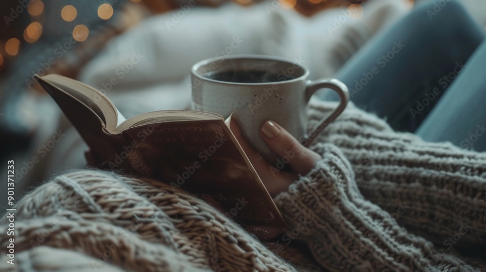 Cozy Winter Day with a Book and a Warm Drink. Cozy Winter Day with a Book and a Warm Drink.