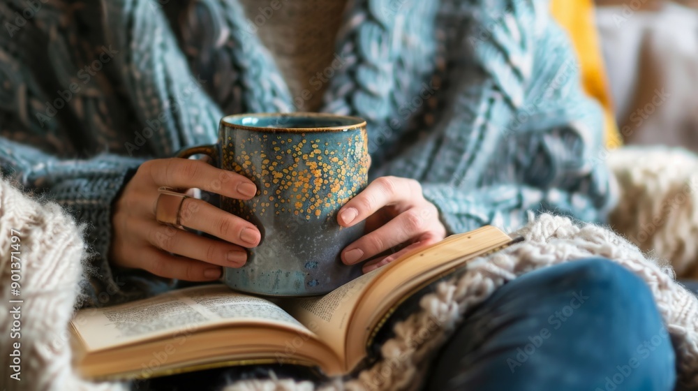 Cozy Winter Reading with a Warm Drink. Cozy Winter Reading with a Warm Drink.