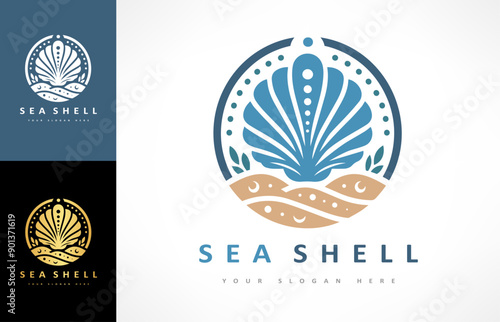 Seashell logo vector. Nature design.