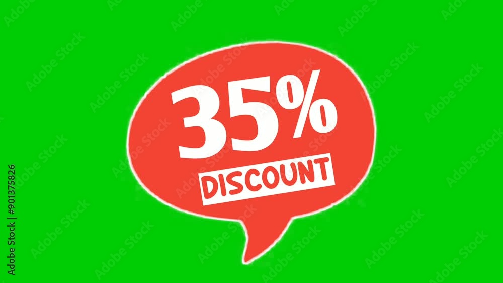 Discount 35% percent text animation motion graphics in speech bubble suitable for your flash sales,black Friday, shopping projects business concept on green screen video elements Discount 35% percent text animation motion graphics in speech bubble suitable for your flash sales,black Friday, shopping projects business concept on green screen video elements