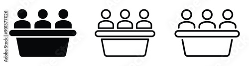 Jury group committee icon set. Council meeting signs. Vector group meeting icons