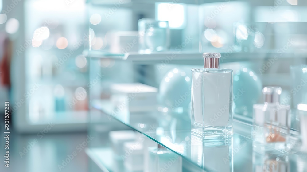 Elegant display of various beauty products in a modern cosmetic store, highlighting freshness and luxury. Elegant display of various beauty products in a modern cosmetic store, highlighting freshness and luxury.
