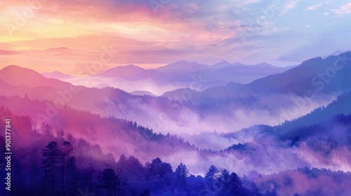 Mountain range vegetation landscape panoramic.