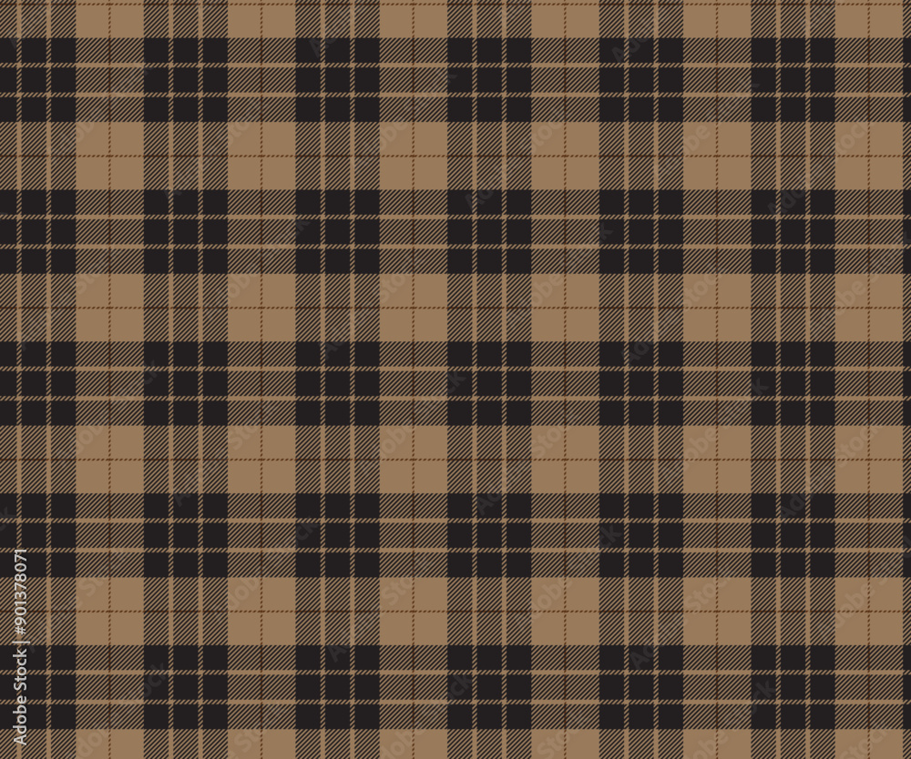 Obraz premium Plaid pattern, yellow, black, seamless pattern for textiles and design of clothes, skirts, pants, aprons, tablecloths, blankets or decorative fabrics. Vector illustration.