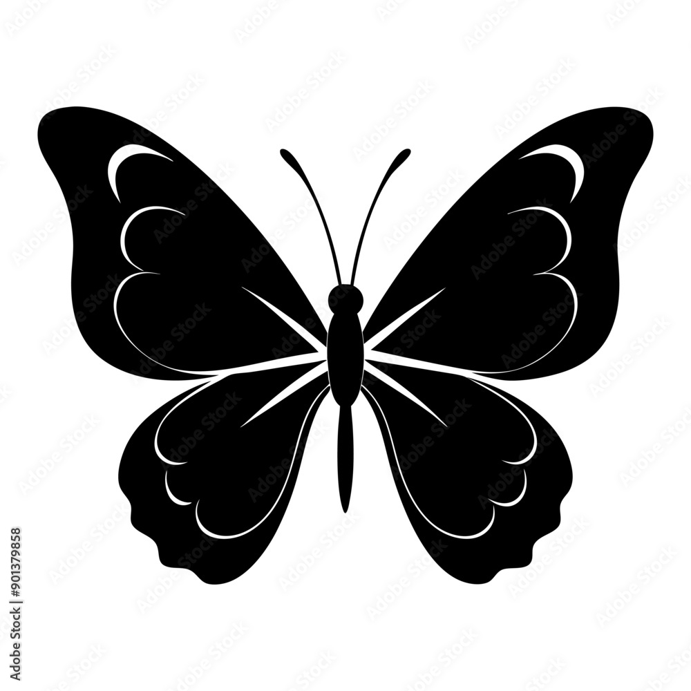 Butterfly silhouette icon Clipart image isolated on white background Butterfly silhouette icon Clipart image isolated on white background