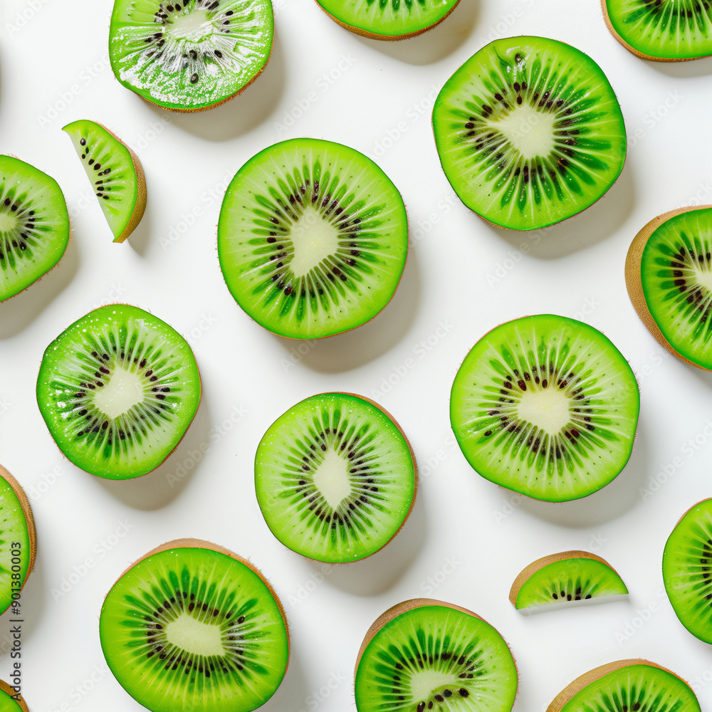 Sliced and chopped kiwis on white background Sliced and chopped kiwis on white background