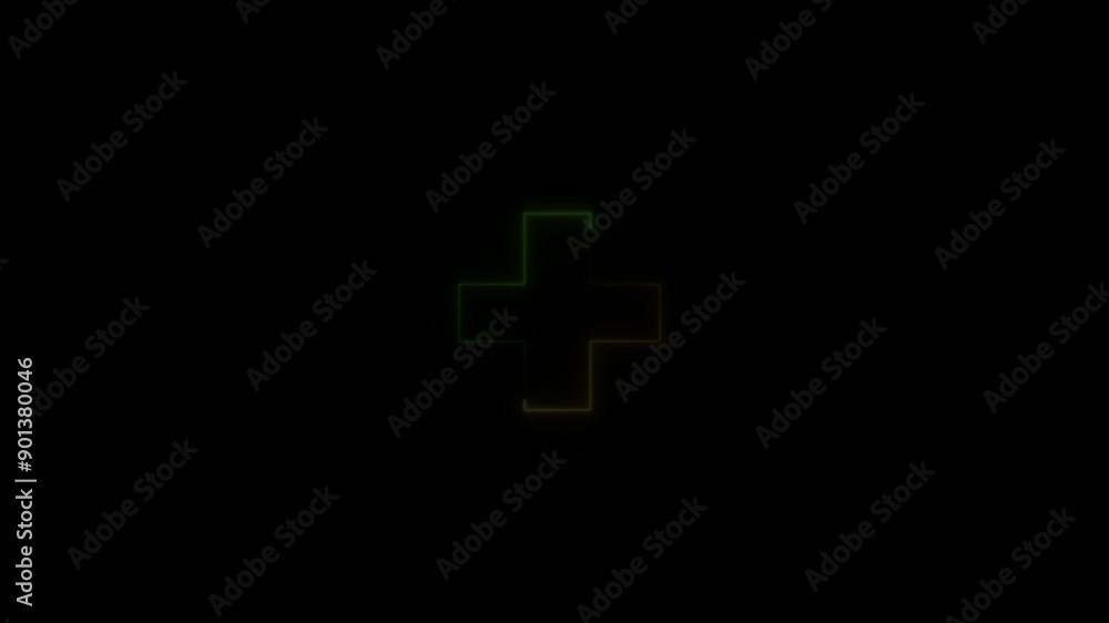 Neon Letter Add plus Icon Animation. Plus sign, great design for any purposes. Neon plus sign in circle on black background. Neon Letter Add plus Icon Animation. Plus sign, great design for any purposes. Neon plus sign in circle on black background.