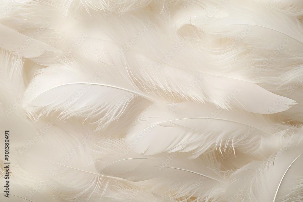 Close-up of delicate white feathers creating a fluffy, soft texture Close-up of delicate white feathers creating a fluffy, soft texture