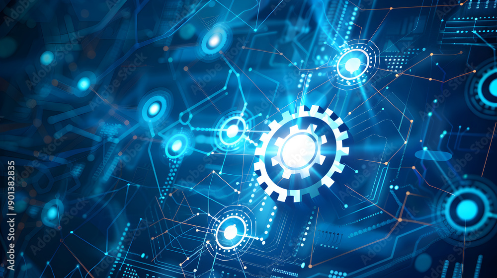 Obraz premium Business Technology Data integration concept on abstract background. Generative Ai.
