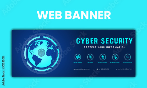 cyber security web slider design template,web banner