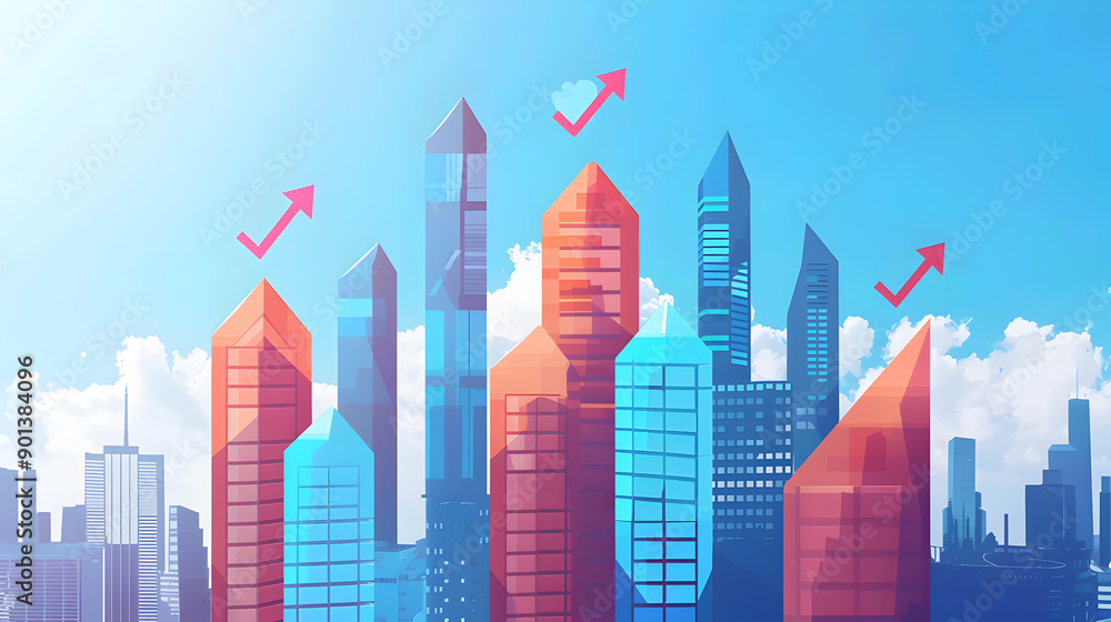 commerce city business background illustration economy growth. Generative Ai. commerce city business background illustration economy growth. Generative Ai.