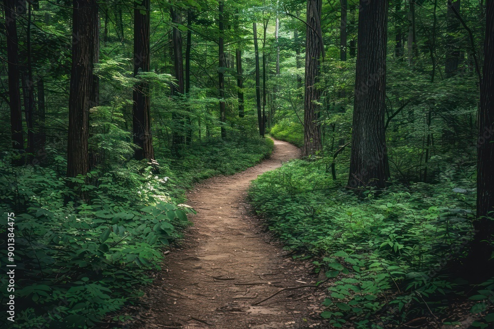 Obraz premium Green forest outdoors woodland nature.