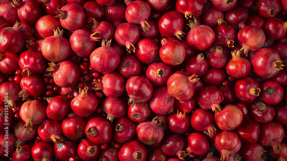 A seamless background pattern featuring pomegranate garnet fruits. A seamless background pattern featuring pomegranate garnet fruits.