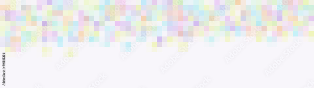 Obraz premium Pastel Pixel mosaic Gradient on White background. Long banner