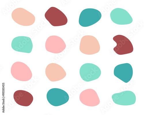Abstract boho shapes, trendy modern organic  stains silhouettes,nature simple aesthetic elements.Modern contemporary collage, various cute cut out blobs.Isolated. Vector illustration.