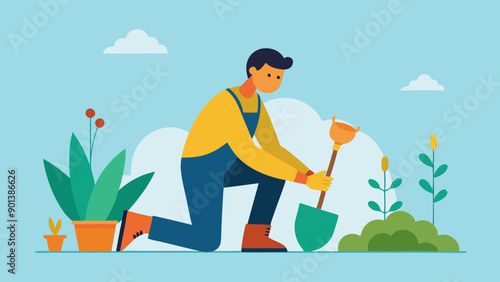  A man Gardening something vector illustration 