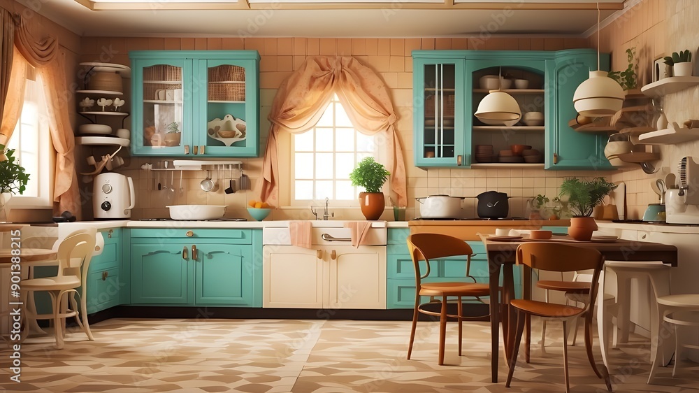 Classic kitchen interior design. retro style. Classic kitchen interior design. retro style.