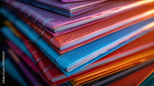 A stack of new notebooks with different vibrant covers