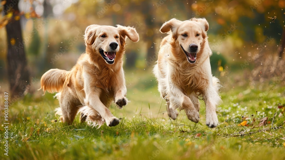 dog bounding through wildflowers and tall grass in a sprawling countryside field. dog bounding through wildflowers and tall grass in a sprawling countryside field.