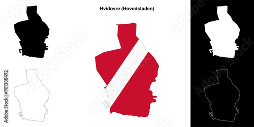 Hvidovre municipality outline map set