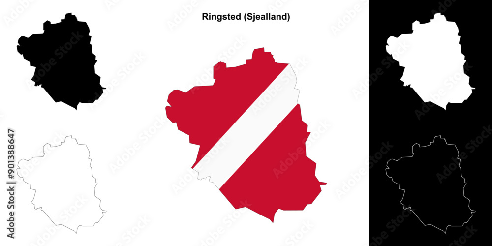 Fototapeta premium Ringsted municipality outline map set
