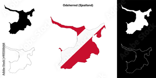 Odsherred municipality outline map set photo