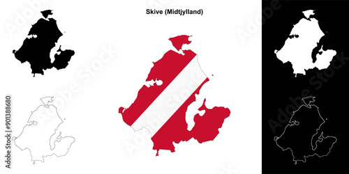 Skive municipality outline map set