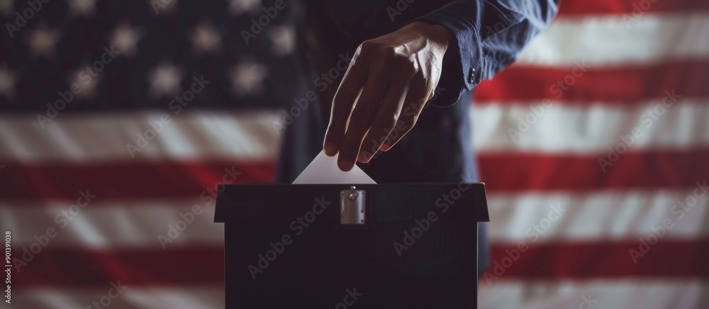 © carballo - hand with ballot in ballot box and american flag in usa elections