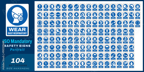 104 set ISO mandatory safety signs V68 size a4/a3/a2/a1	
