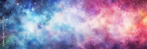 Vector Cosmic Watercolor Illustration Colorful Space