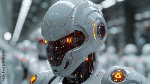 Advanced White Robotic Humanoid in Futuristic Laboratory Setting During Daytime