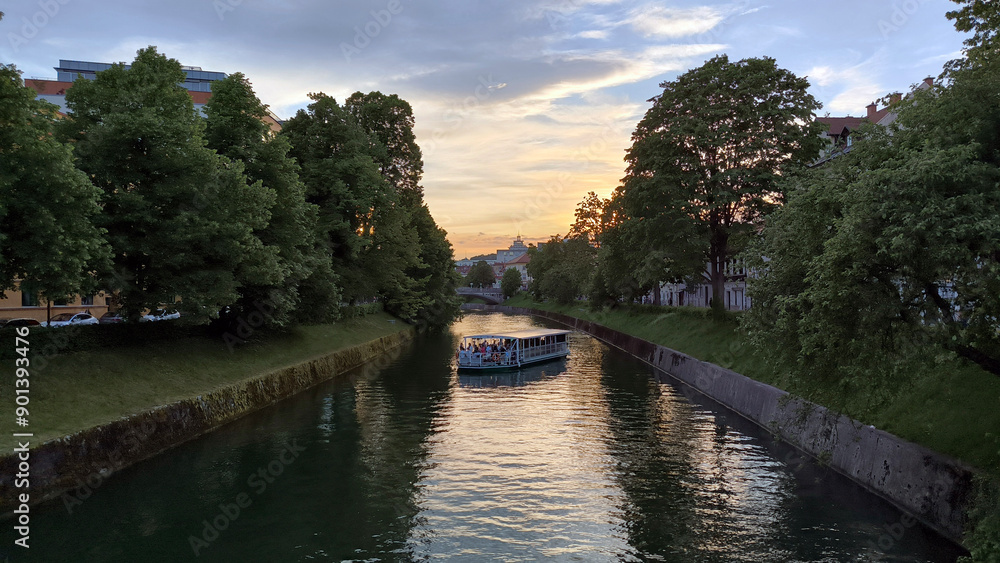 Ljubljana city on the banks of Ljubljanica river Ljubljana city on the banks of Ljubljanica river